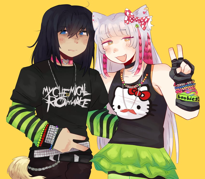 hello kitty, m, and n (xenoblade chronicles and 5 more) drawn by hoshizora_lone