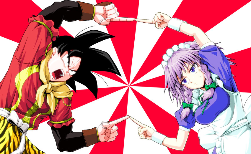 izayoi sakuya and son goku (touhou and 2 more) drawn by kamishima_kanon
