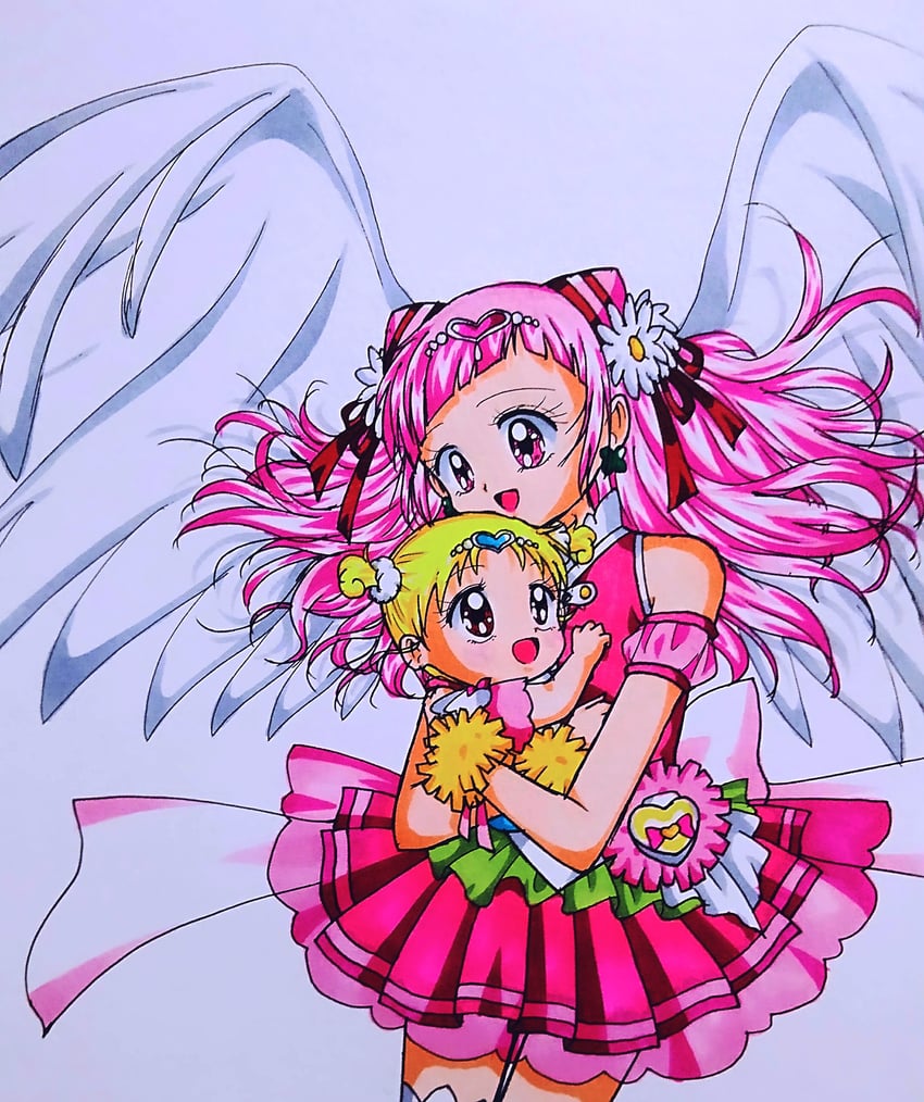 cure yell and hug-tan (precure and 1 more) drawn by nekomiya_byouhana