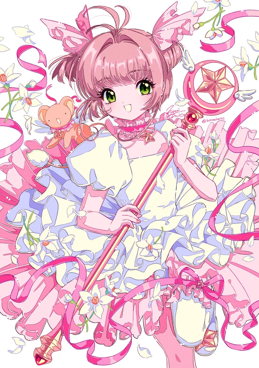 kinomoto sakura and kero (cardcaptor sakura) drawn by kisumi_rei