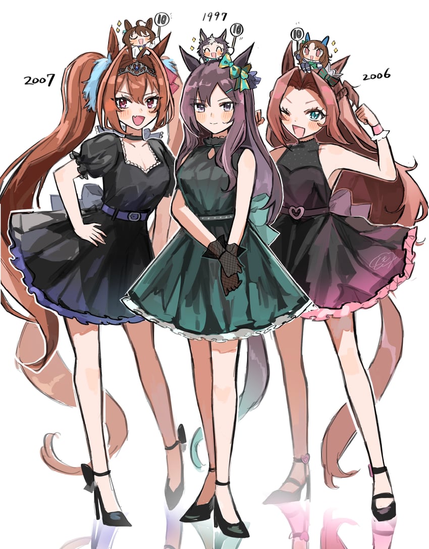 agnes tachyon, daiwa scarlet, king halo, mejiro dober, mejiro ryan, and 1 more (umamusume) drawn by kumo_(mokumoku_warabi)