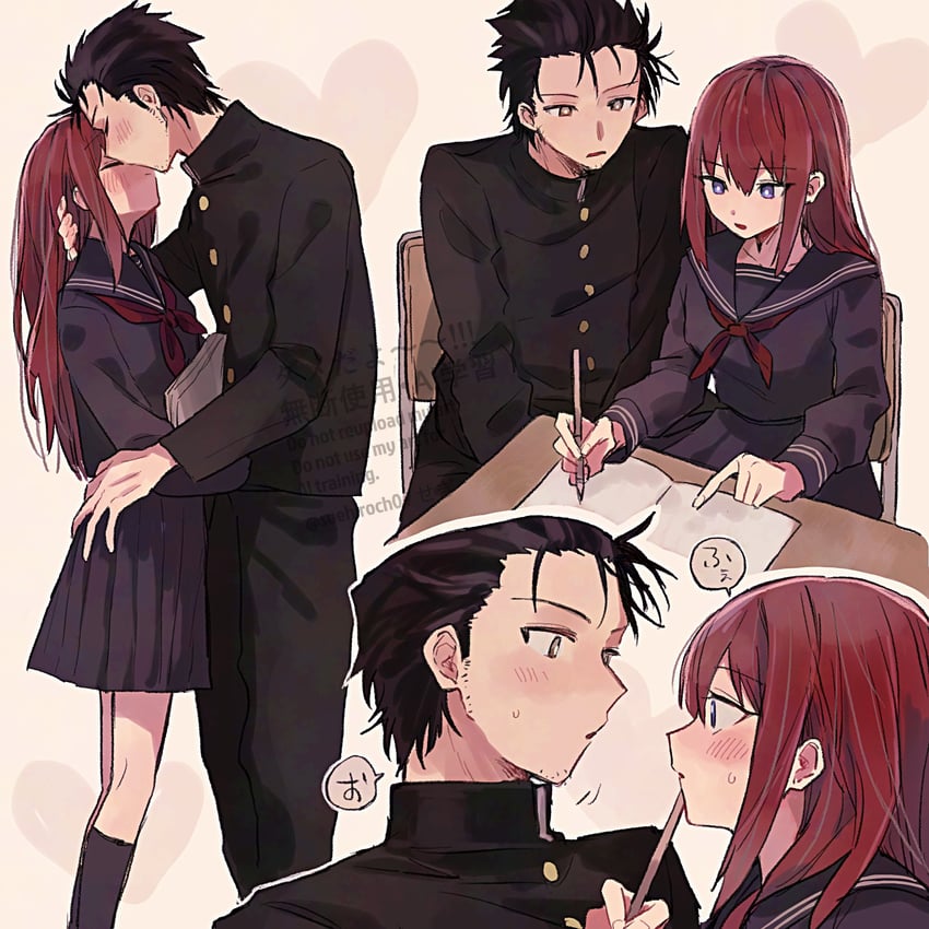 makise kurisu and okabe rintarou (steins;gate) drawn by suehiroch0