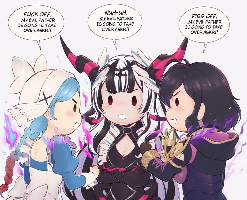 lilith, veyle, and female morgan (fire emblem and 4 more) drawn by evomanaphy