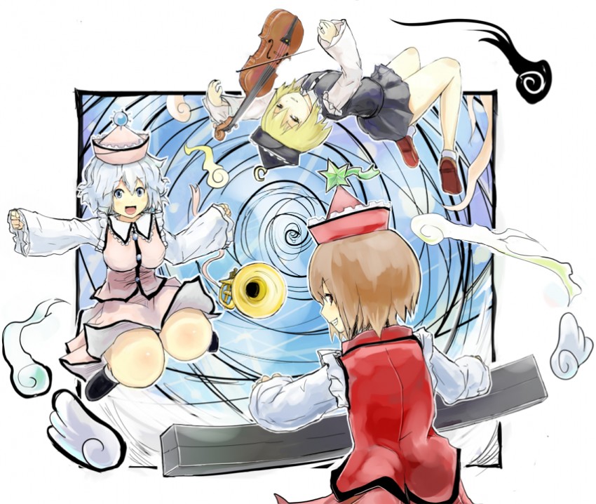 lunasa prismriver, merlin prismriver, and lyrica prismriver (touhou) drawn by sergei_(pattundo)