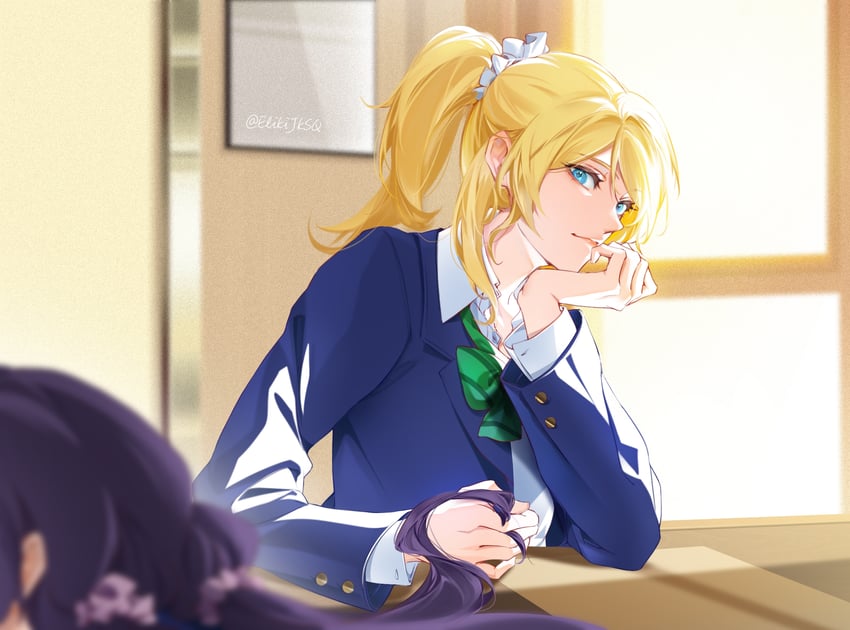 tojo nozomi and ayase eli (love live! and 1 more) drawn by k.jhitsugi