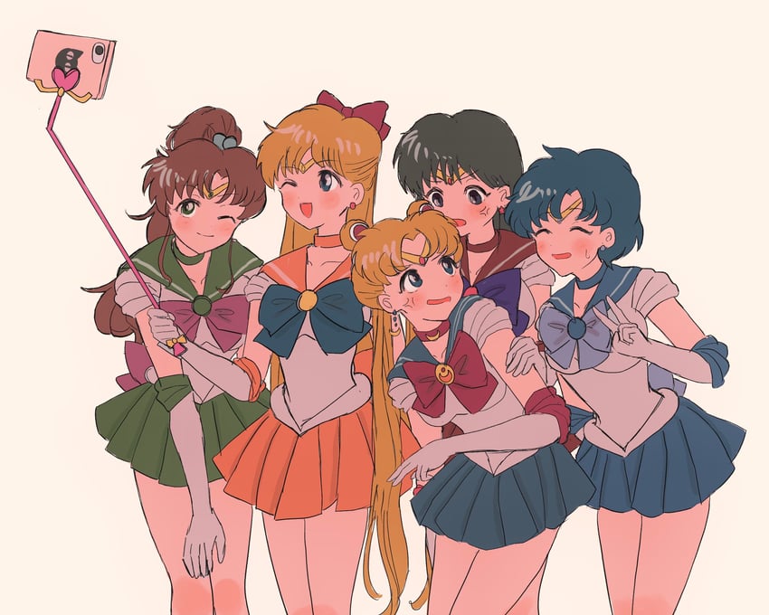 tsukino usagi, sailor moon, mizuno ami, aino minako, hino rei, and 5 more (bishoujo senshi sailor moon) drawn by kitakugoneru