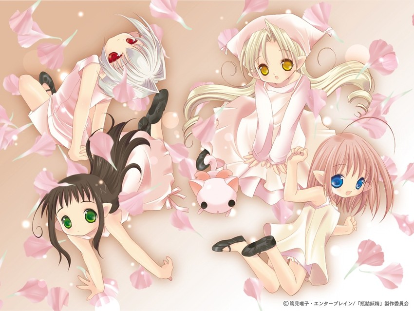 kururu, sarara, hororo, chiriri, and oboro (binzume yousei) drawn by tokumi_yuiko