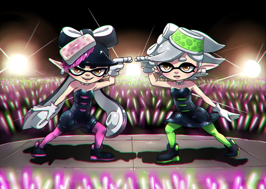 callie and marie (splatoon and 1 more) drawn by dousunnen