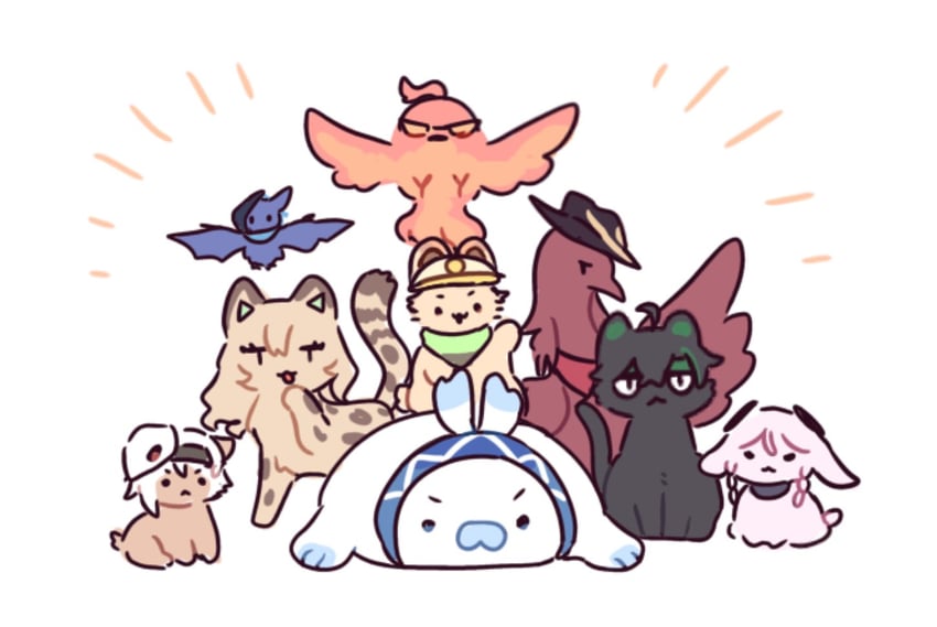 citlali, mavuika, mualani, kinich, xilonen, and 4 more (genshin impact) drawn by marutaruuu