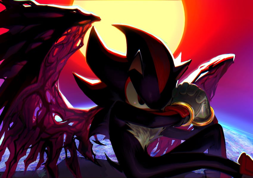 shadow the hedgehog (sonic and 3 more) drawn by holographicros3