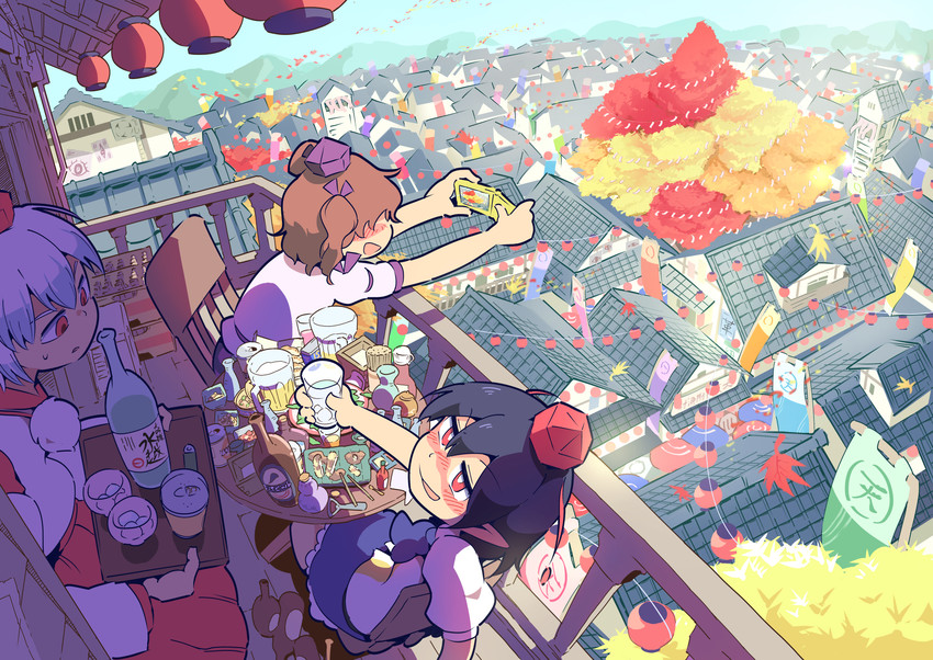 shameimaru aya, inubashiri momiji, and himekaidou hatate (touhou) drawn by moyazou_(kitaguni_moyashi_seizoujo)
