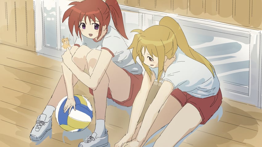 fate testarossa, takamachi nanoha, and yuuno scrya (lyrical nanoha and 1 more) drawn by naganegi_sinsen