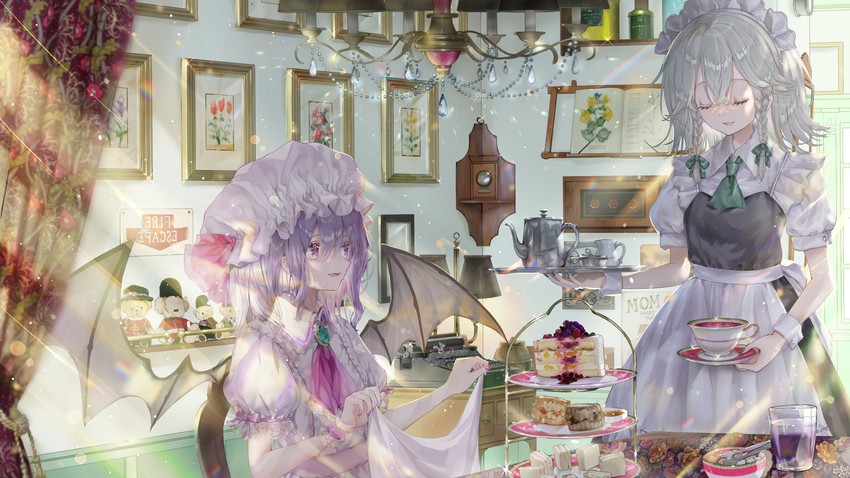 remilia scarlet and izayoi sakuya (touhou) drawn by piyo_(sqn2idm751)