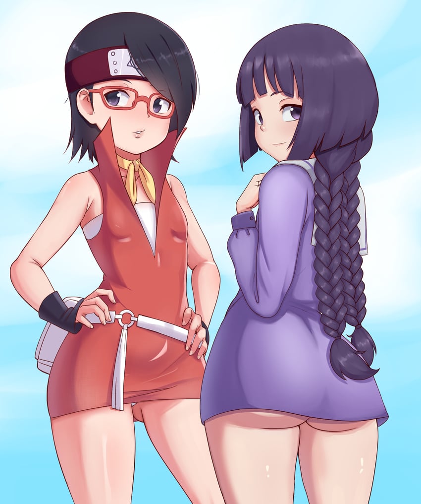 uchiha sarada and kakei sumire (naruto and 1 more) drawn by triagorodri