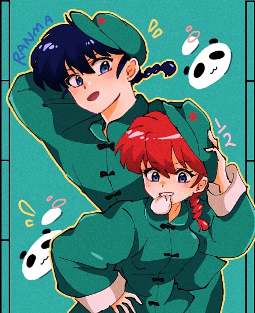ranma-chan and saotome ranma (ranma 1/2) drawn by garnel_(letsgotomato11)