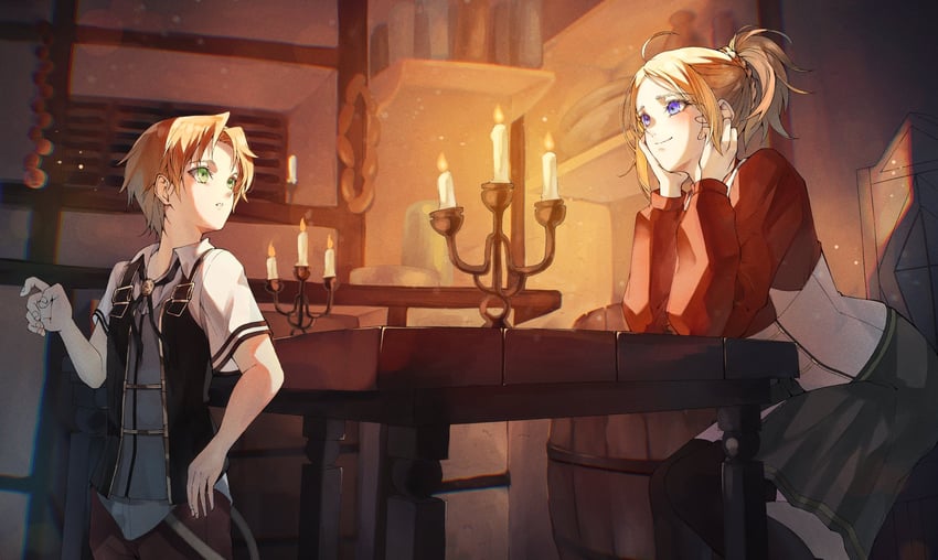 rudeus greyrat and zenith greyrat (mushoku tensei) drawn by marbo_(saico556)