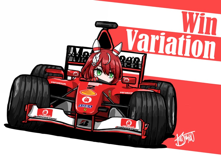 win variation and rubens barrichello (umamusume and 2 more) drawn by kaito_schumacher