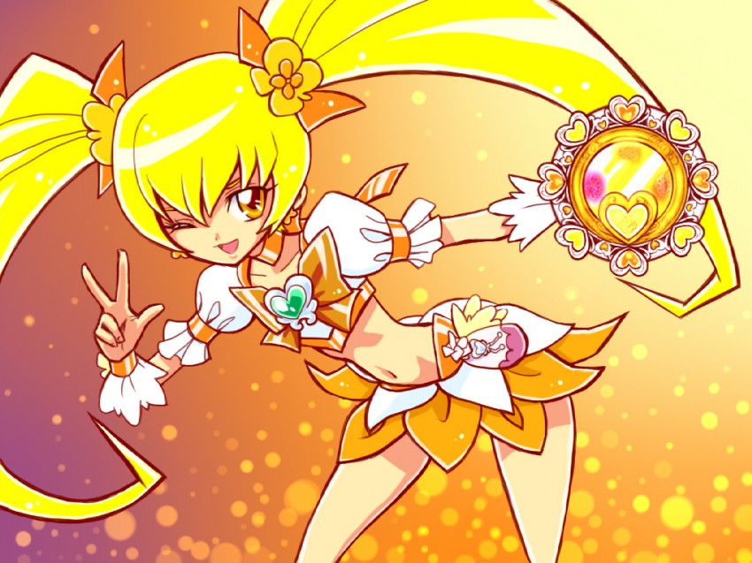 myoudouin itsuki and cure sunshine (precure and 1 more) drawn by omochi100ko