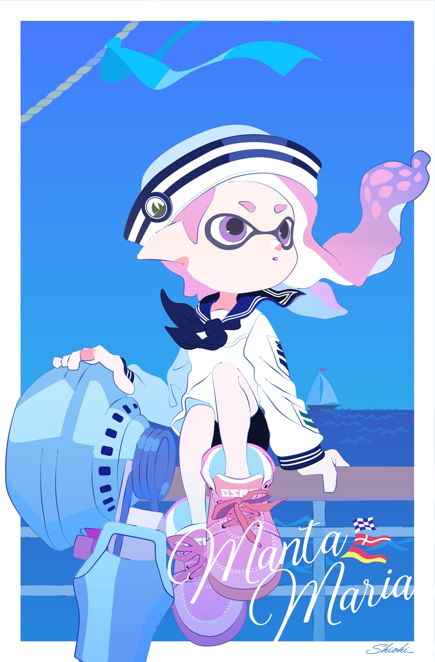inkling player character and inkling girl (splatoon) drawn by shiohi