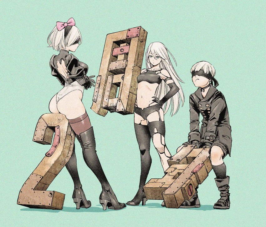 2b, 9s, and a2 (nier and 1 more) drawn by komi_shin'ya