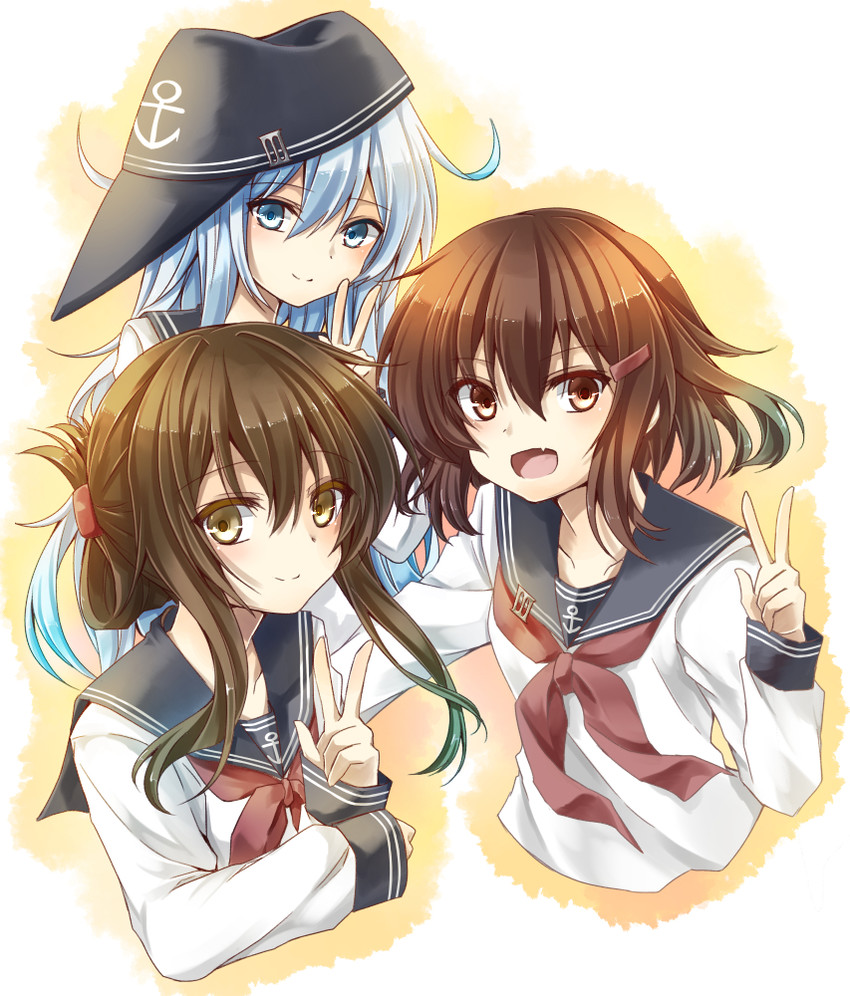 hibiki, inazuma, and ikazuchi (kantai collection) drawn by yuihira_asu