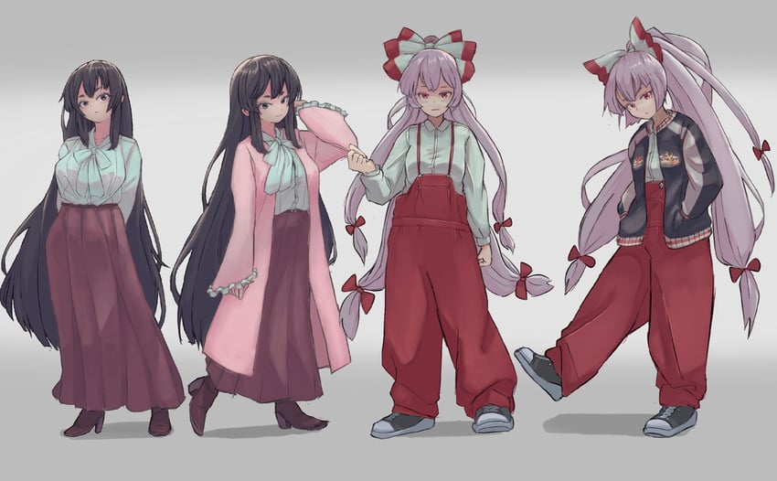 fujiwara no mokou and houraisan kaguya (touhou) drawn by kaden_(muxt8423)