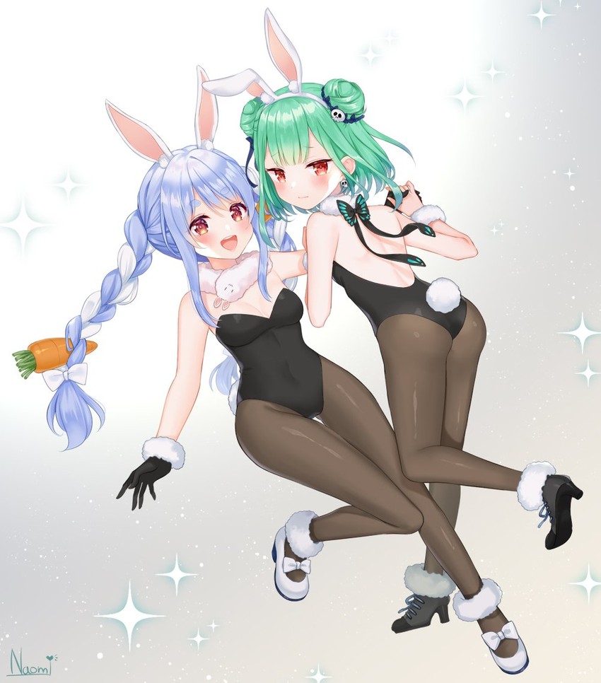 usada pekora, uruha rushia, and don-chan (hololive) drawn by naomi_(fantasia)