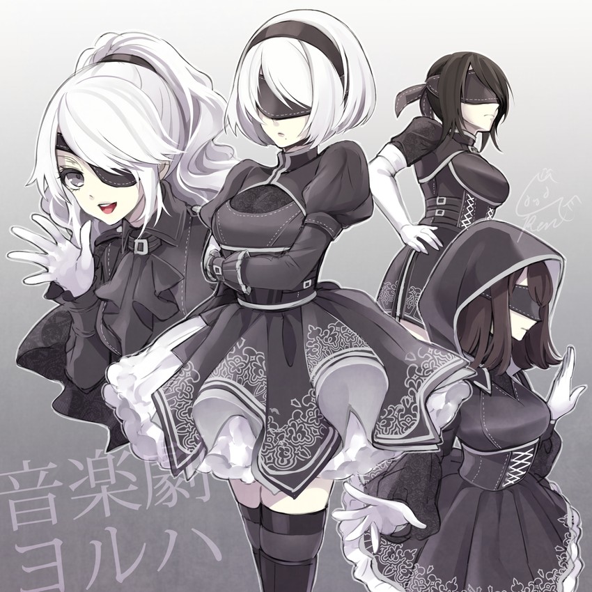a2, a4, red girl, s21, and g16 (nier and 2 more) drawn by takamiya_ren