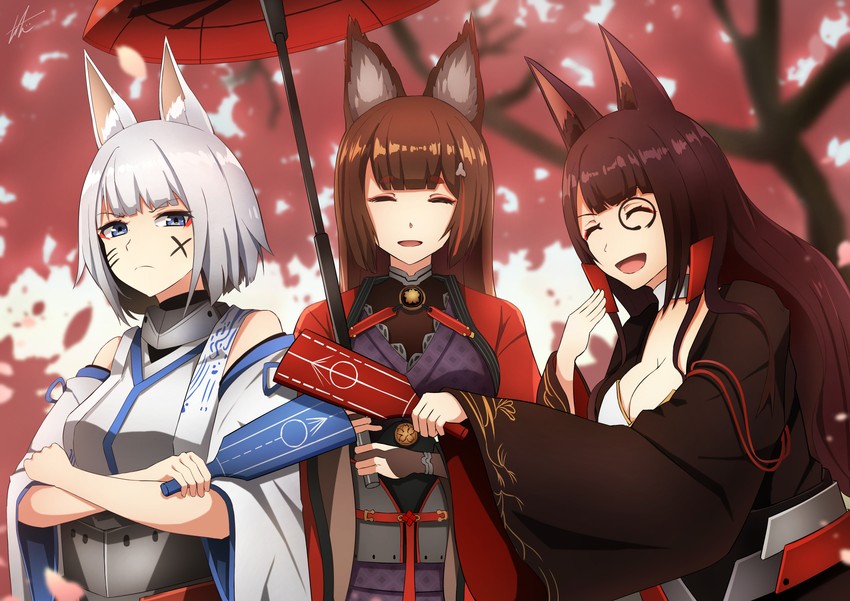 kaga, akagi, and amagi (azur lane) drawn by tosaka_(tosaka0001)
