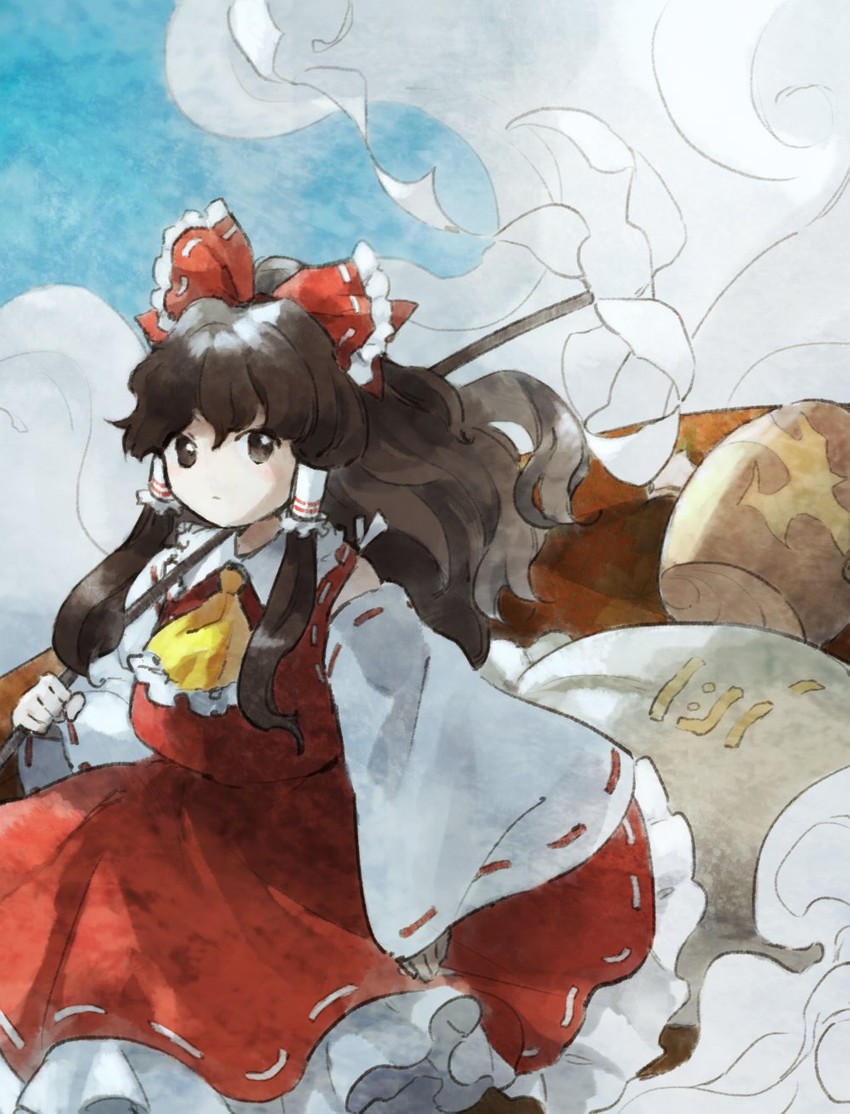 hakurei reimu (touhou and 1 more) drawn by kaigen_1025