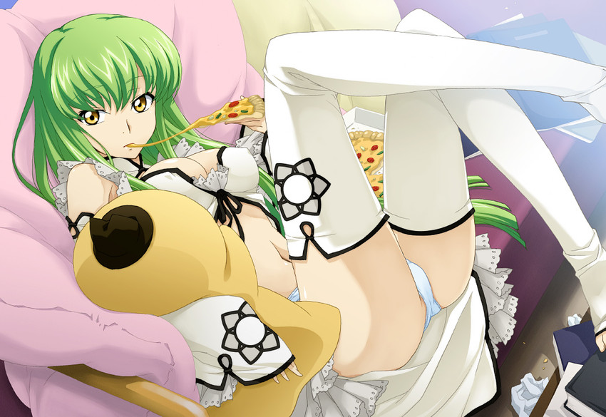 c.c. and cheese-kun (code geass and 1 more) drawn by saipaco
