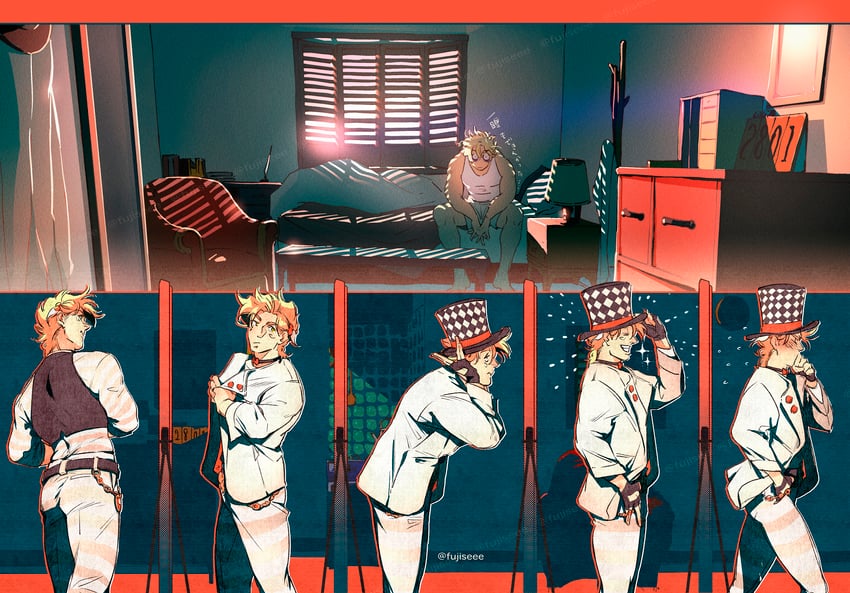 caesar anthonio zeppeli (jojo no kimyou na bouken and 1 more) drawn by fujisee