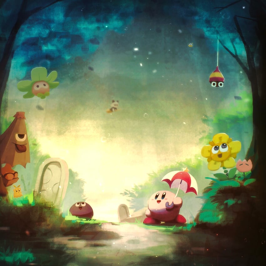 kirby, gooey, parasol kirby, jobski, keke, and 6 more (kirby and 1 more) drawn by suyasuyabi