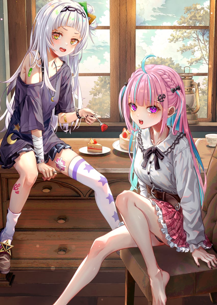 minato aqua and murasaki shion (hololive) drawn by annmitsu114