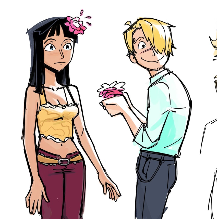 nico robin and sanji (one piece) drawn by carlo_seguiban