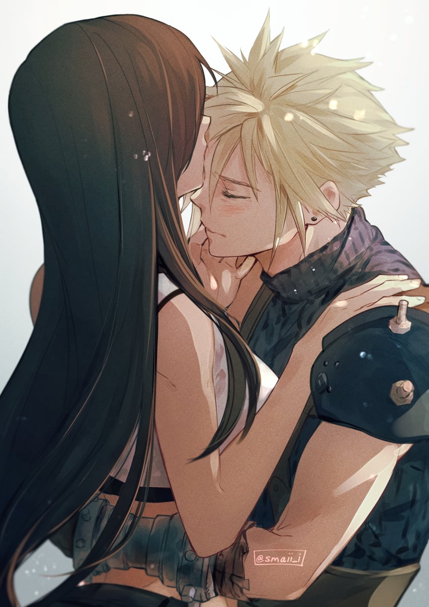 tifa lockhart and cloud strife (final fantasy and 2 more) drawn by maiii_(smaii_i)