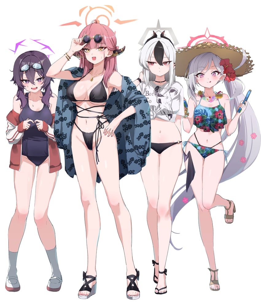 kayoko, aru, mutsuki, and haruka (blue archive) drawn by pizzasi