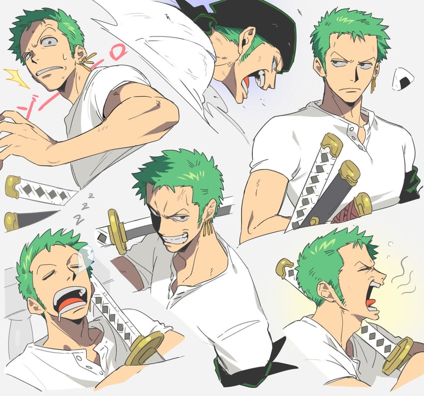 roronoa zoro (one piece) drawn by qin_(7833198)