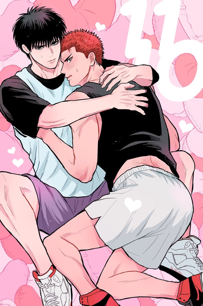 sakuragi hanamichi and rukawa kaede (slam dunk) drawn by mori_(mazt)