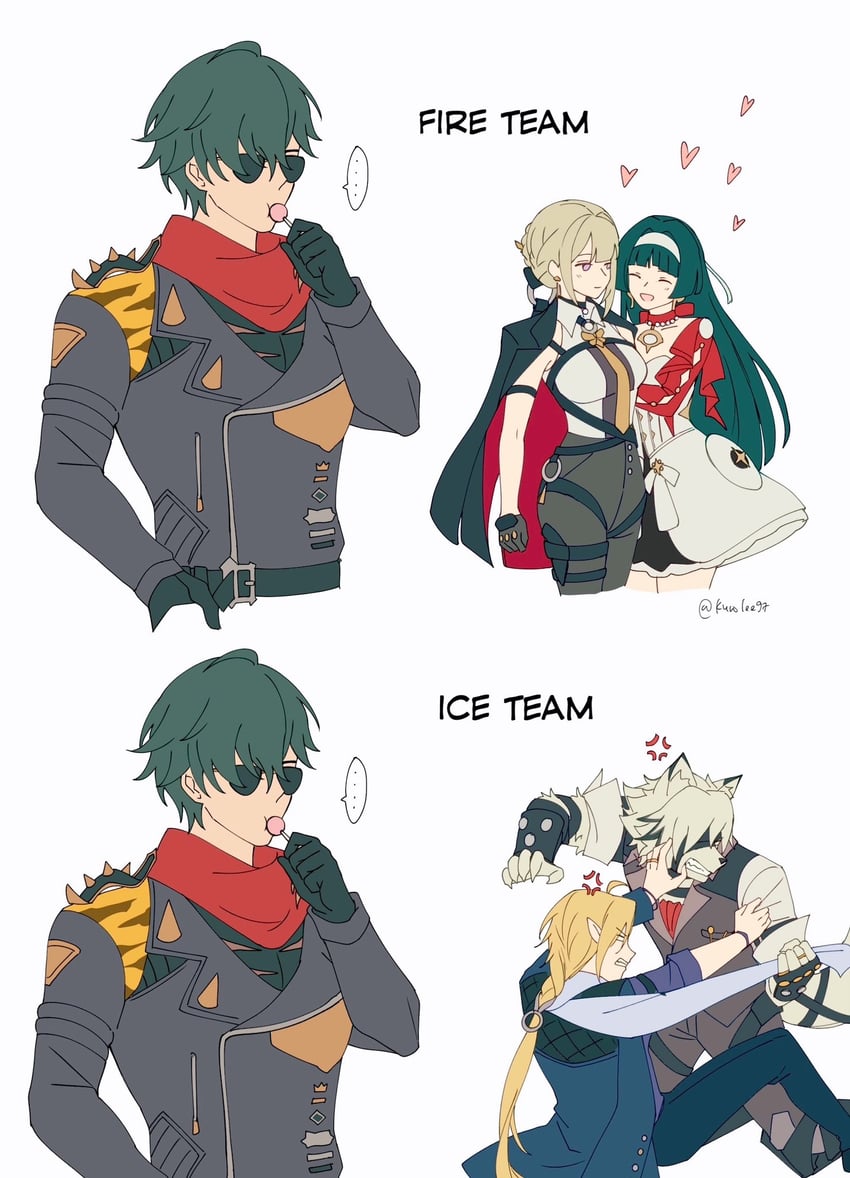 evelyn chevalier, astra yao, von lycaon, lighter, and hugo vlad (zenless zone zero) drawn by kuro_lee