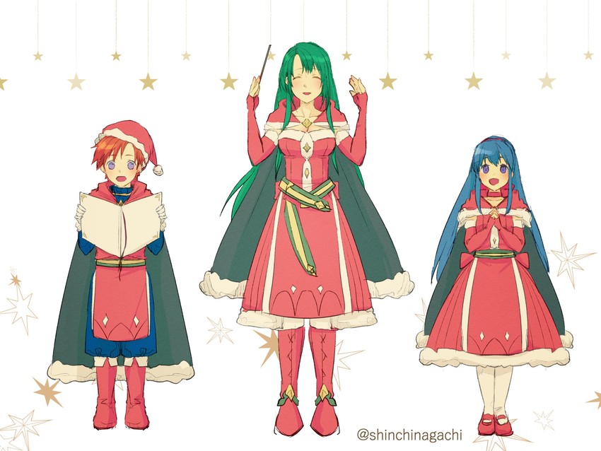 roy, lilina, and cecilia (fire emblem and 2 more) drawn by nishimura_(shinchinagachi)