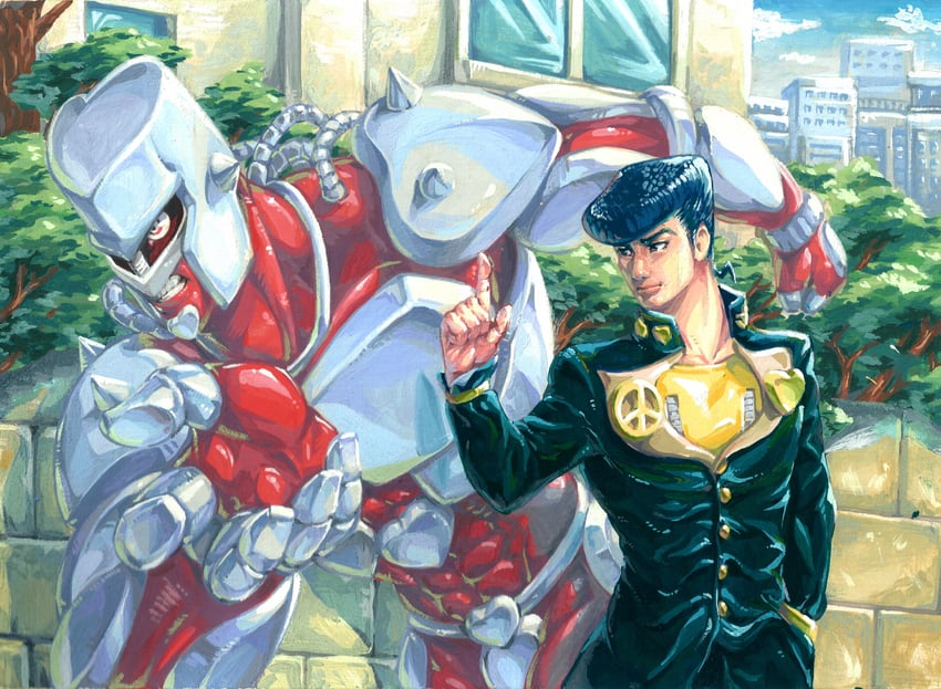 higashikata josuke and crazy diamond (jojo no kimyou na bouken and 1 more) drawn by hold111