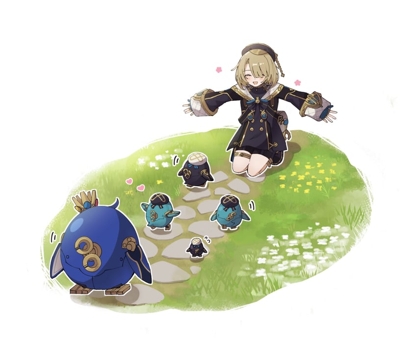 freminet, pers, and thelxie (genshin impact) drawn by gorila_chan