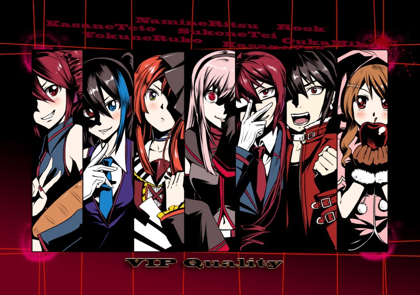 kasane teto, yokune ruko, namine ritsu, sukone tei, kasane ted, and 2 more (utau) drawn by caffein