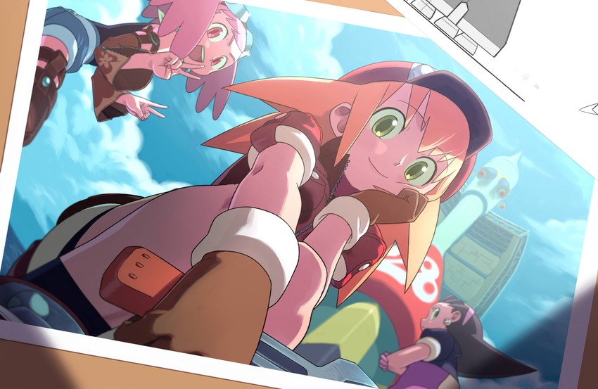 tron bonne, roll caskett, servbot, and aero (mega man and 2 more) drawn by kin_niku