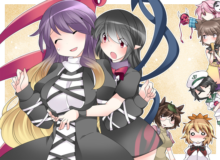 hijiri byakuren, houjuu nue, toyosatomimi no miko, toramaru shou, murasa minamitsu, and 2 more (touhou) drawn by hammer_(sunset_beach)