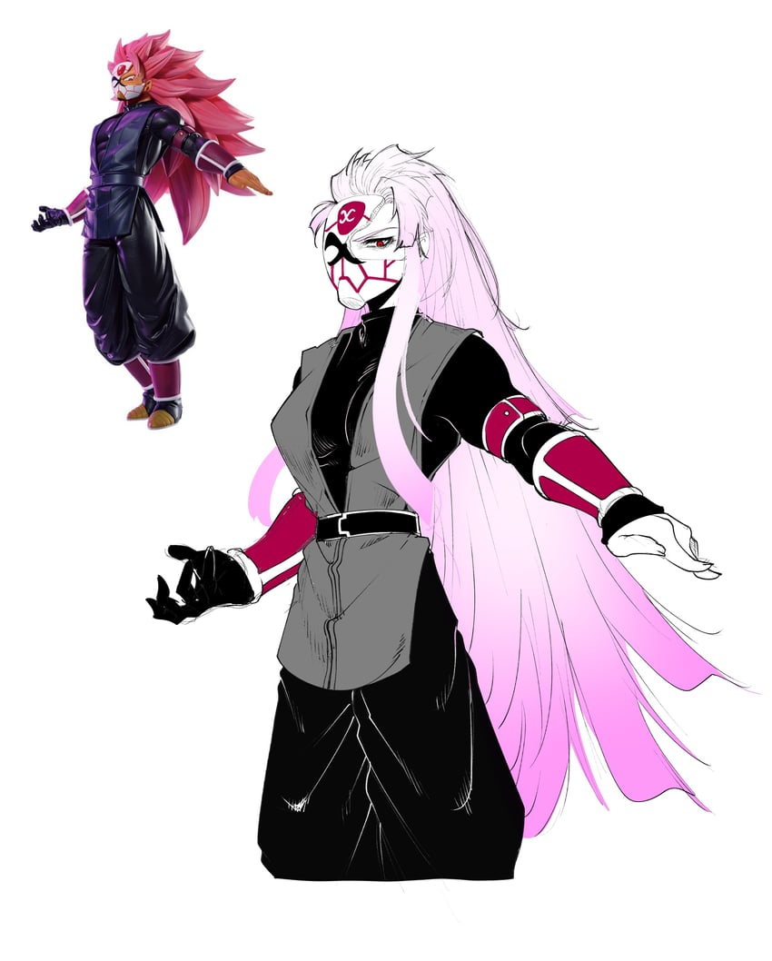 chi-chi and goku black (dragon ball and 2 more) drawn by clinrollmuri