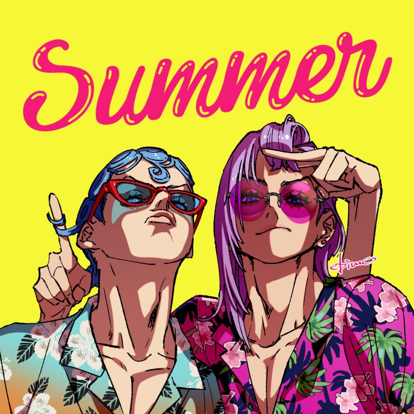 melone and ghiaccio (jojo no kimyou na bouken and 1 more) drawn by mojisan_(ebimo)