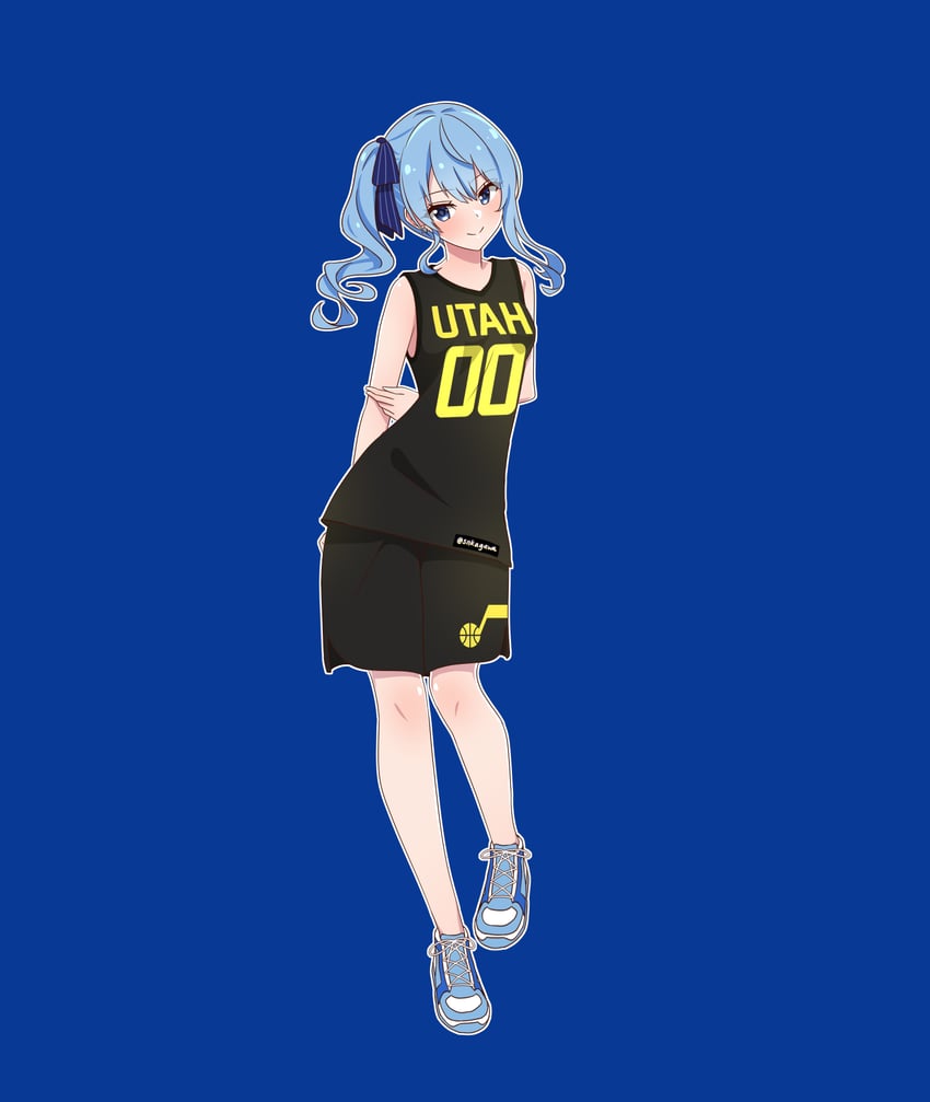 hoshimachi suisei and jordan clarkson (hololive and 2 more) drawn by snkagawa