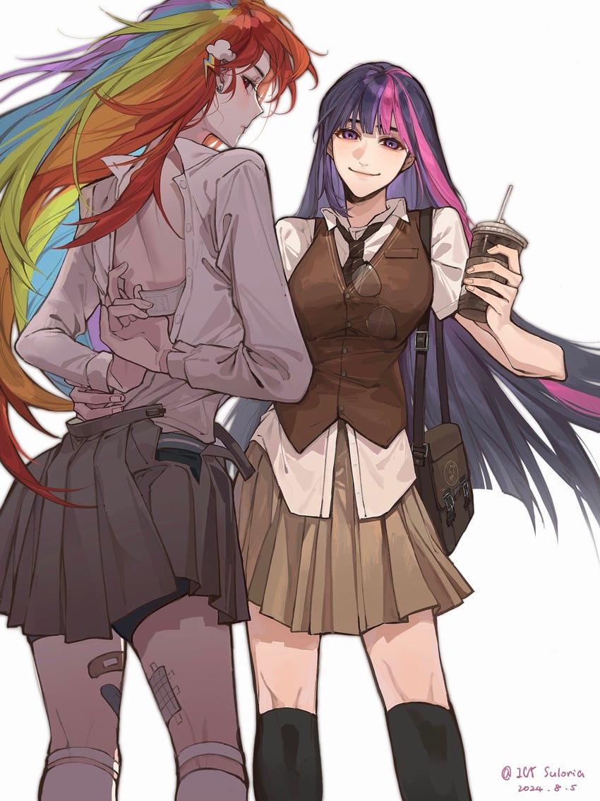twilight sparkle and rainbow dash (my little pony and 1 more) drawn by icy_suluoluo